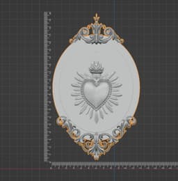 Sacred Heart Baroque Frame 3D - Commercial License 3d model
