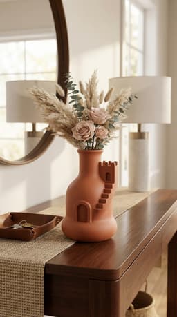 Surreal Architectural Castle Vase - Minimalist Staircase & Tower Decor 3d model