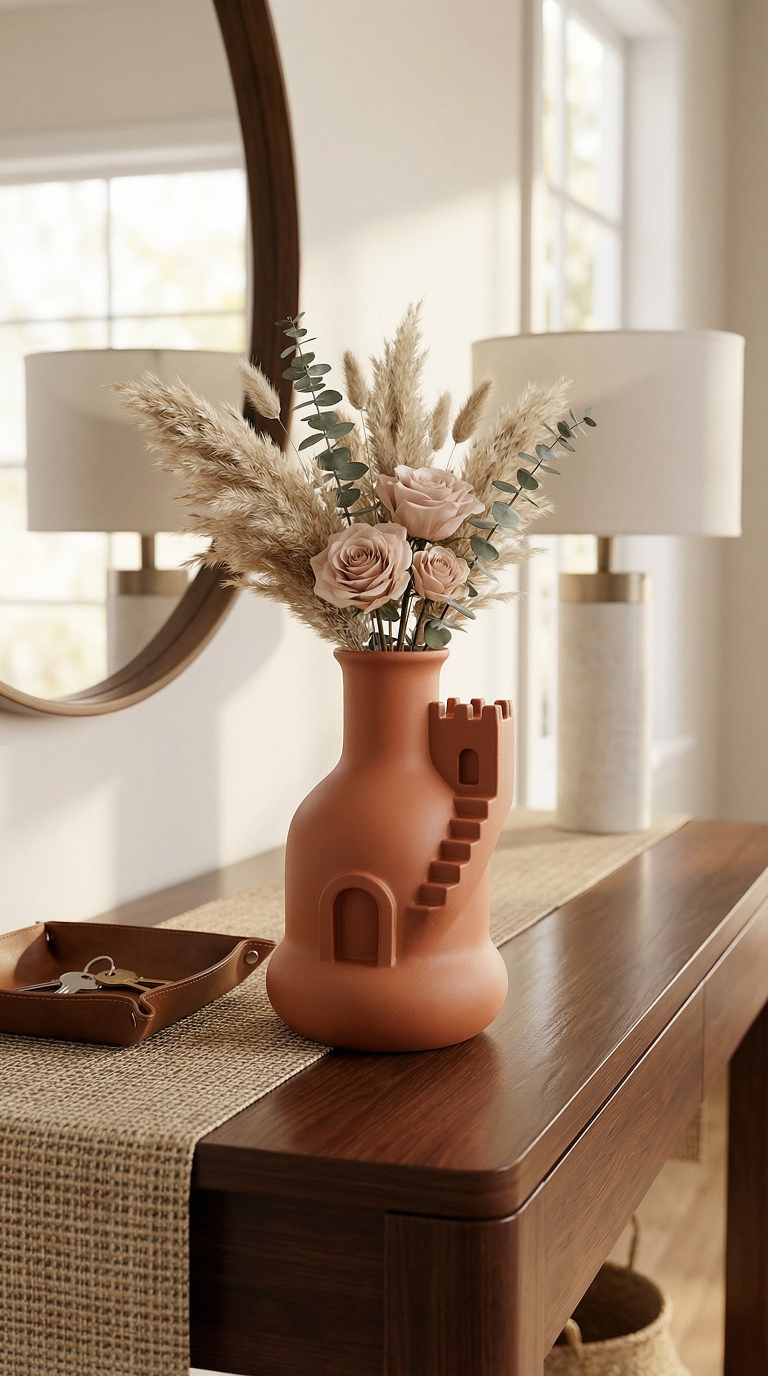 Surreal Architectural Castle Vase - Minimalist Staircase & Tower Decor 3d model