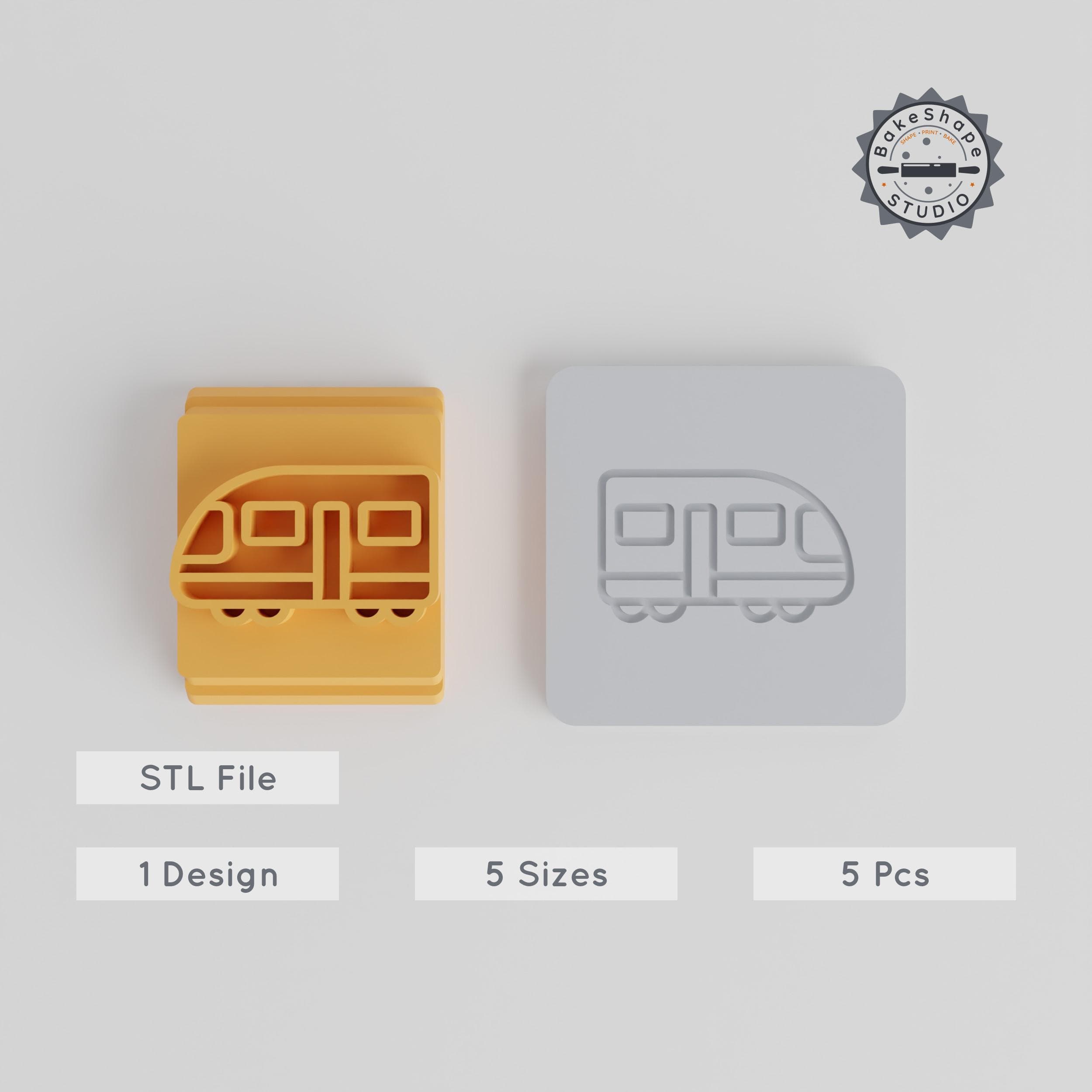 Electric Train Stamp Tile, 5-Piece Set for Clay, Cookies & Fondant, 5 Motif Sizes: 20-40mm PRODUCT_3315 3d model