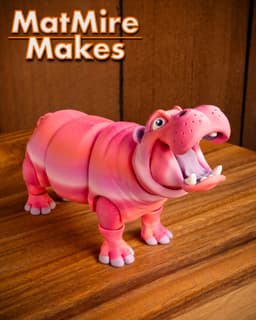 Hippo, plus Santa Hat version - Articulated Figure 3d model