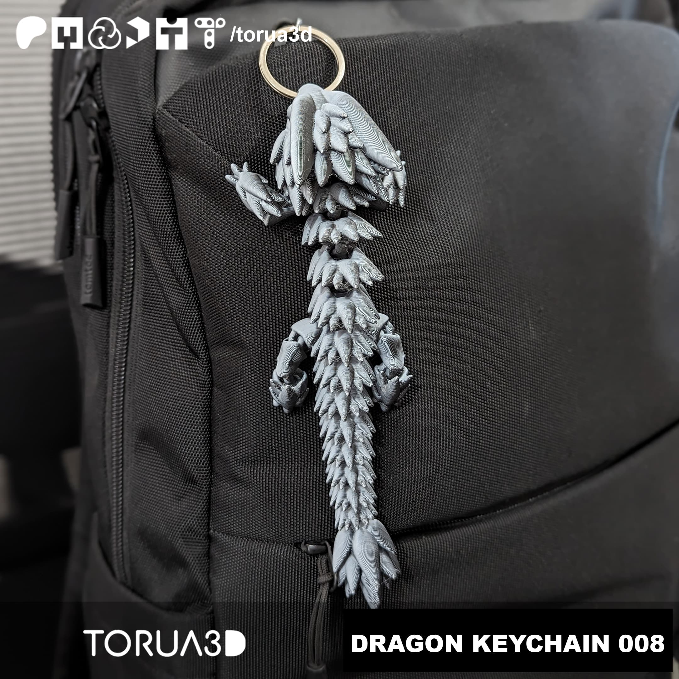 Articulated Dragon keychain 008 3d model