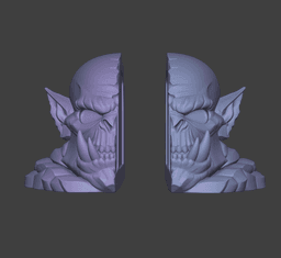 Split Ork Head Bookends – Dark Fantasy Book Stop 3d model