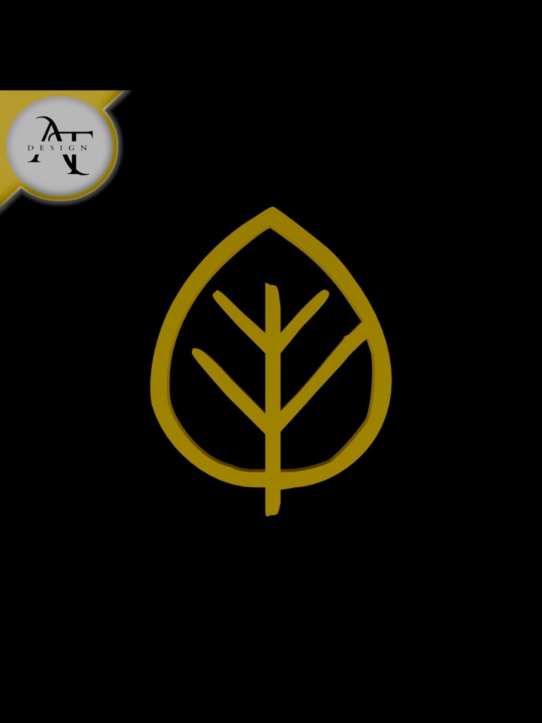 Simple Leaf Symbol - 2D Art 3d model