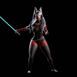 Red-Skinned Warrior with Glowing Blade v2 3d model