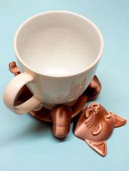 Cute Cat Mug Hugger: Self-Adjusting Coaster 3d model