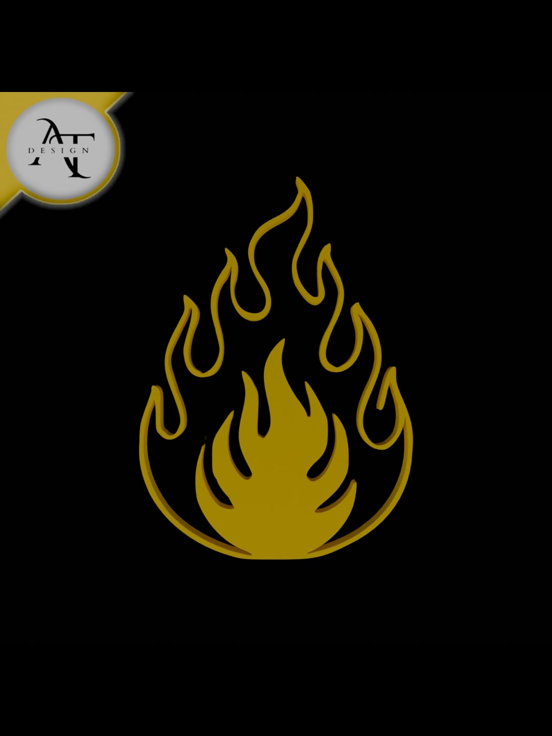 Simple Flame Symbol - 2D Art 3d model