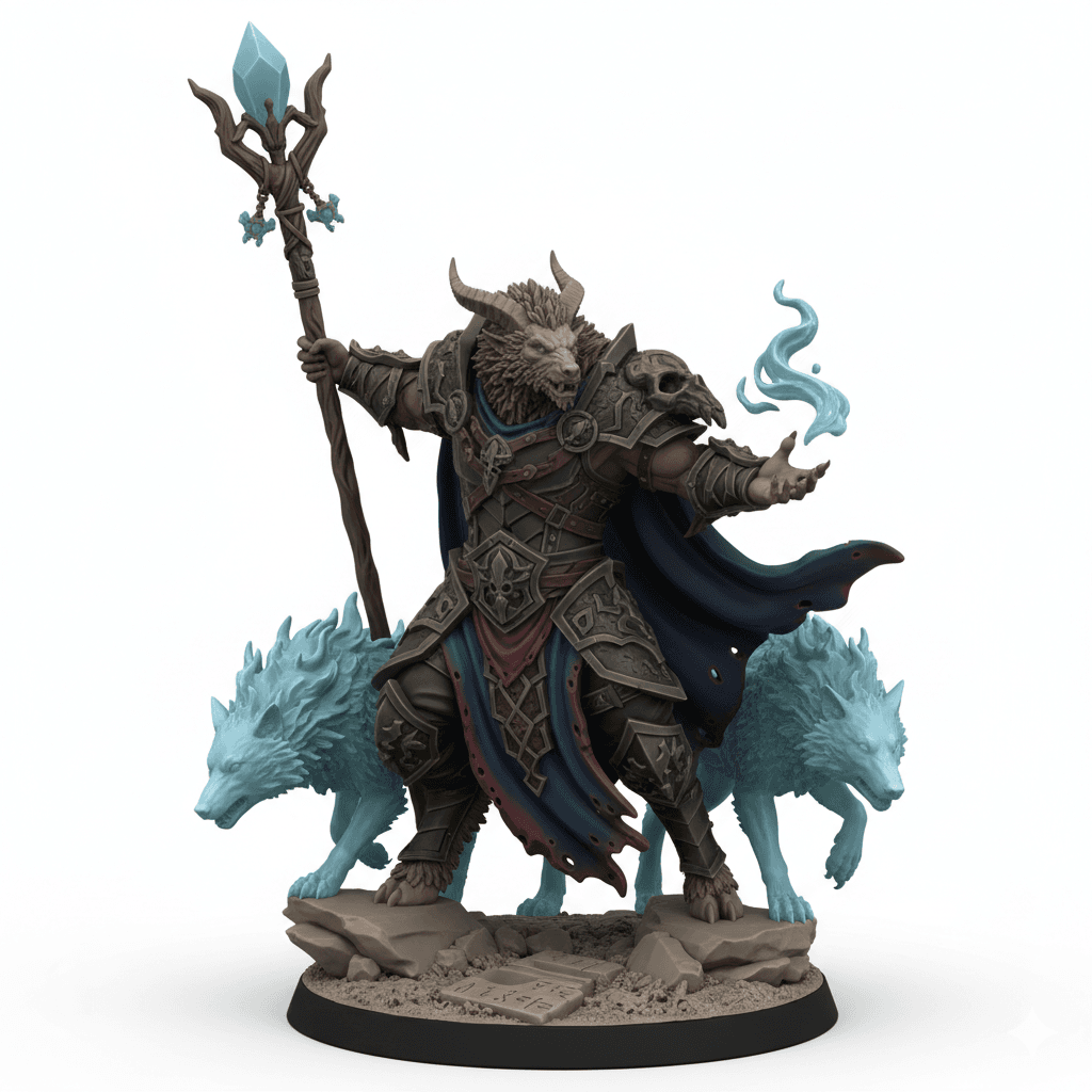 Beastman Shaman Spirit Wolves High Quality STL 3d model