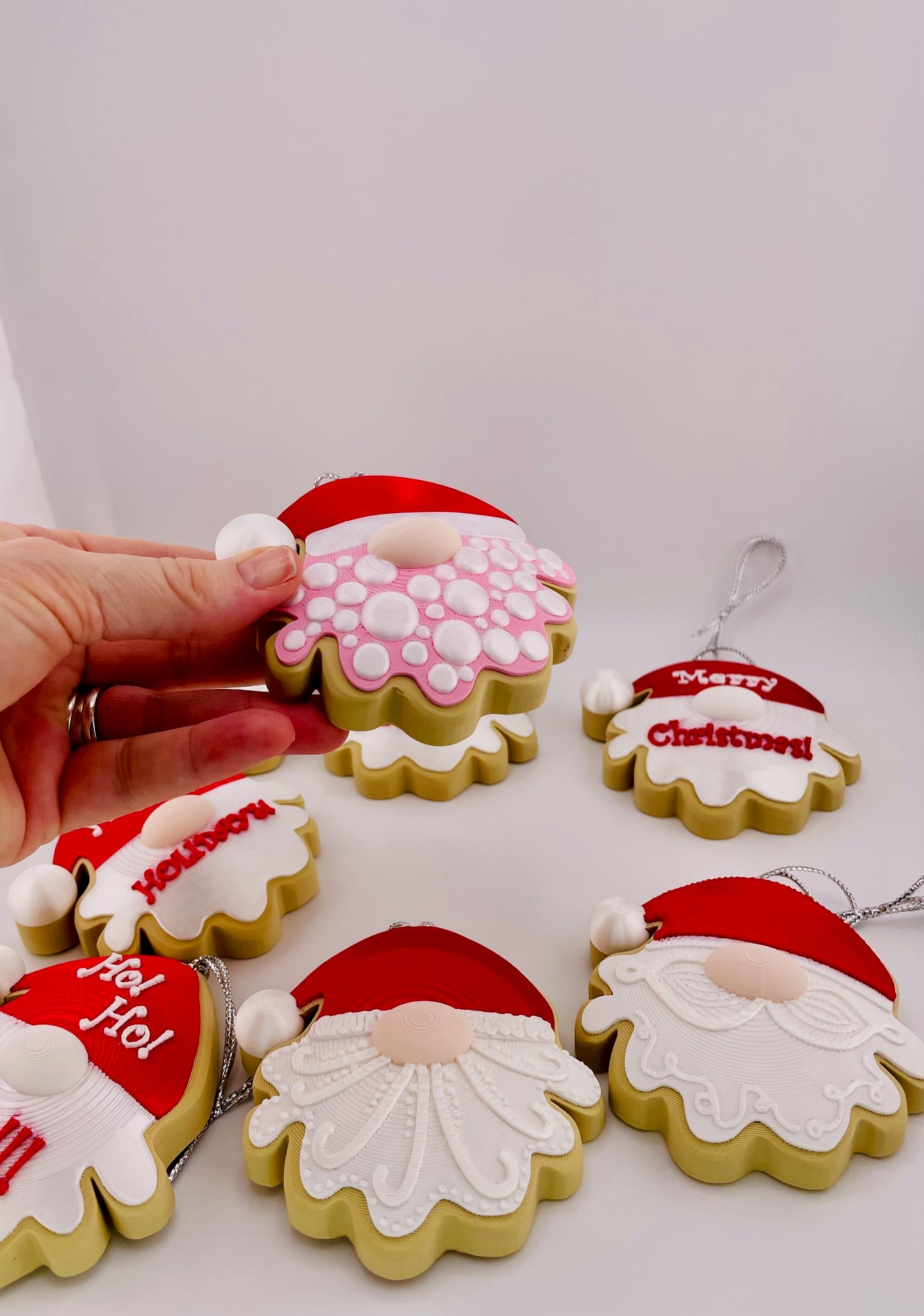 Cookie Santa Ornament Set 3d model
