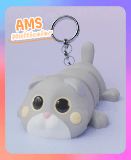 Flexi Scottish Fold Cat Keychain (Multicolor) 3d model