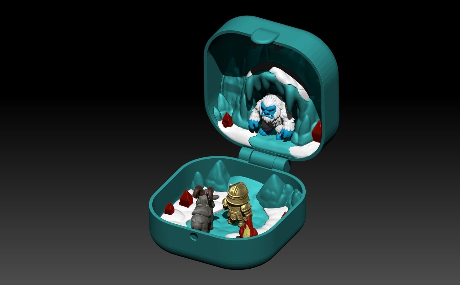 Mini Playset - YETI Cave vs Dwarf 3d model