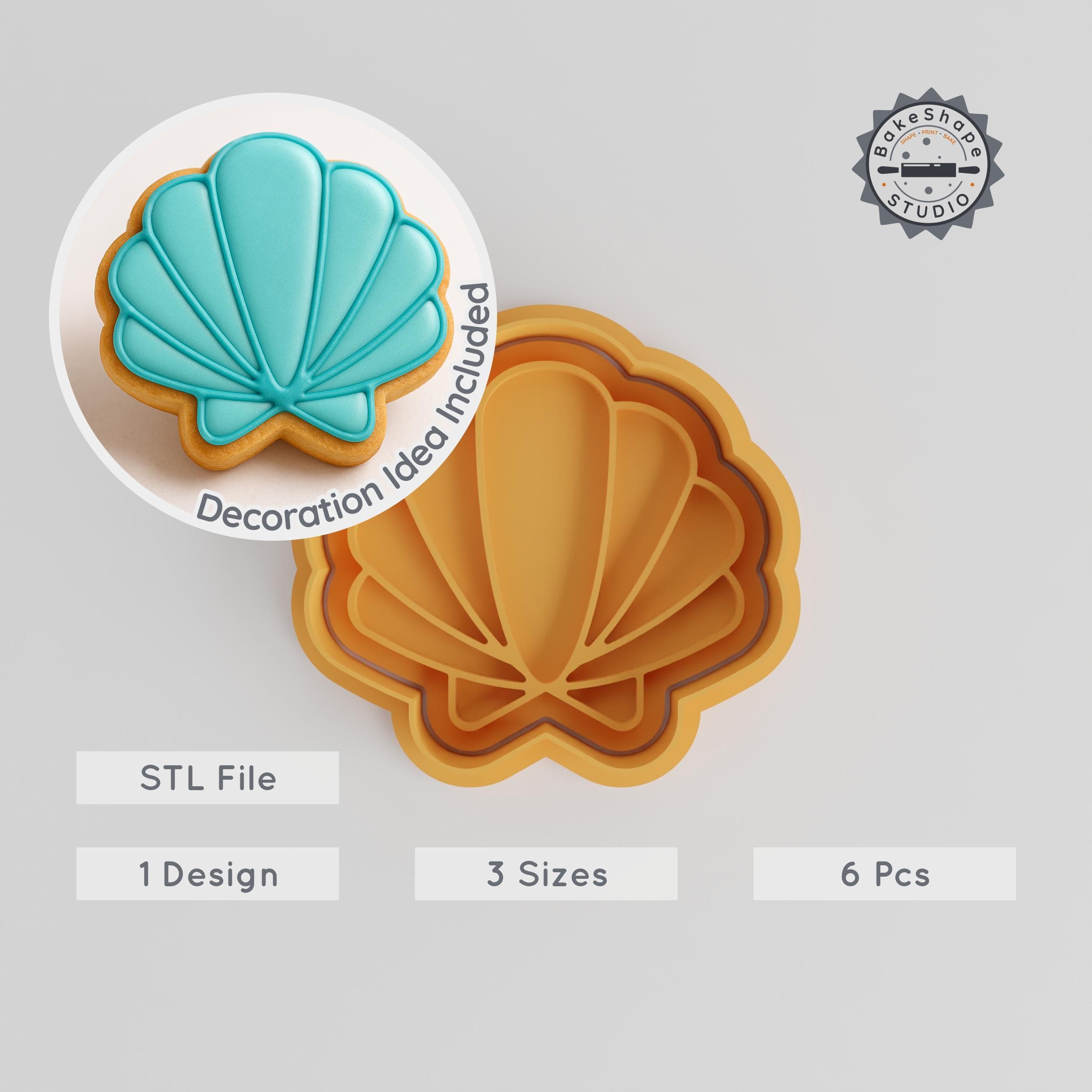 Sea Shell Shape Cutter & Stamp Set, 6-Piece, Cookie & Fondant Mold, Small Medium Large Sizes PRODUCT_1131 3d model