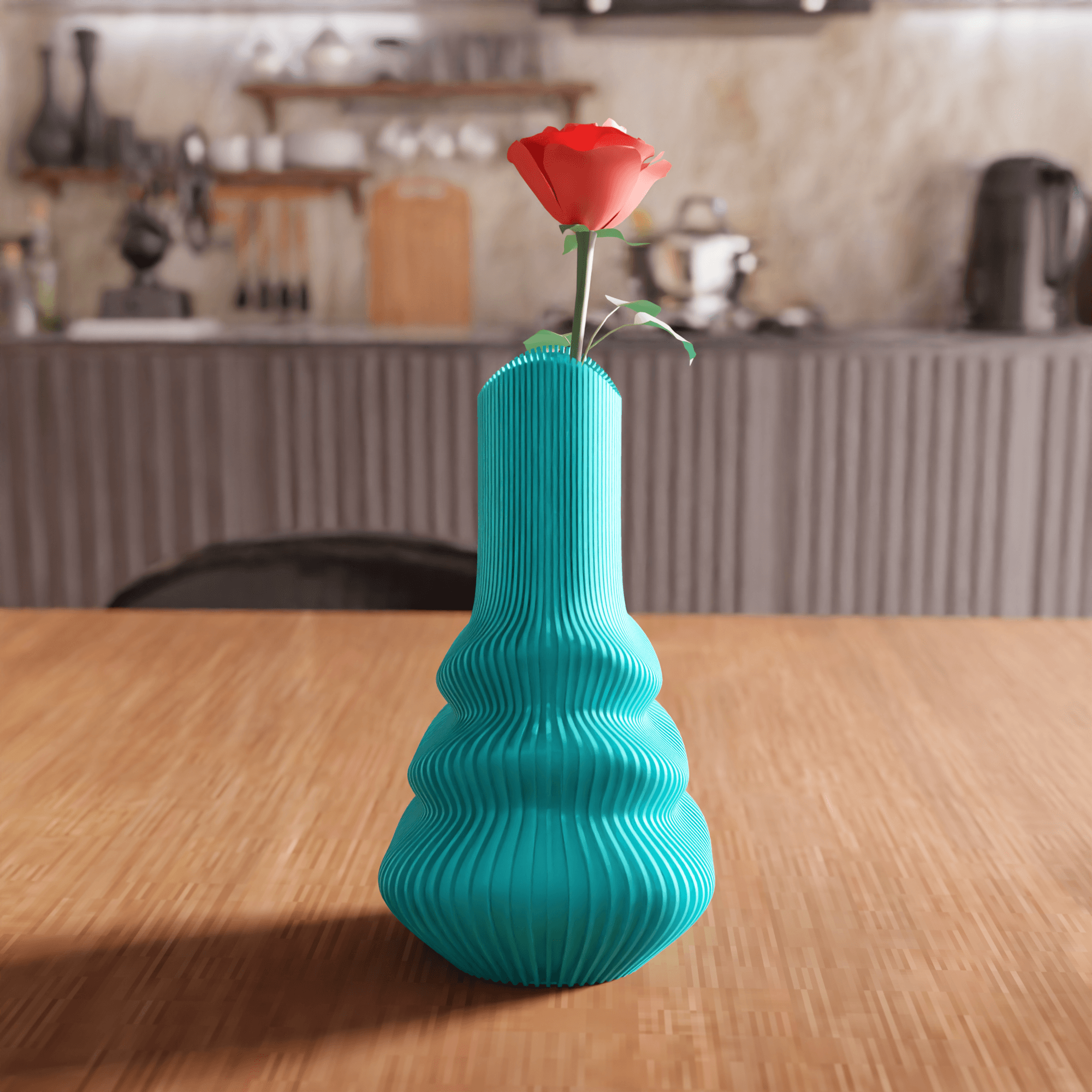 Wavy Ribbed Tiered Vase 3d model