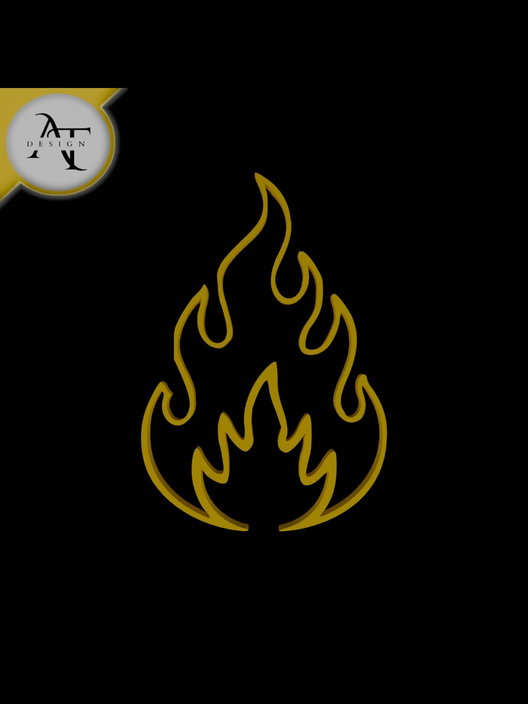 Simple Flame Symbol - 2D Art 3d model