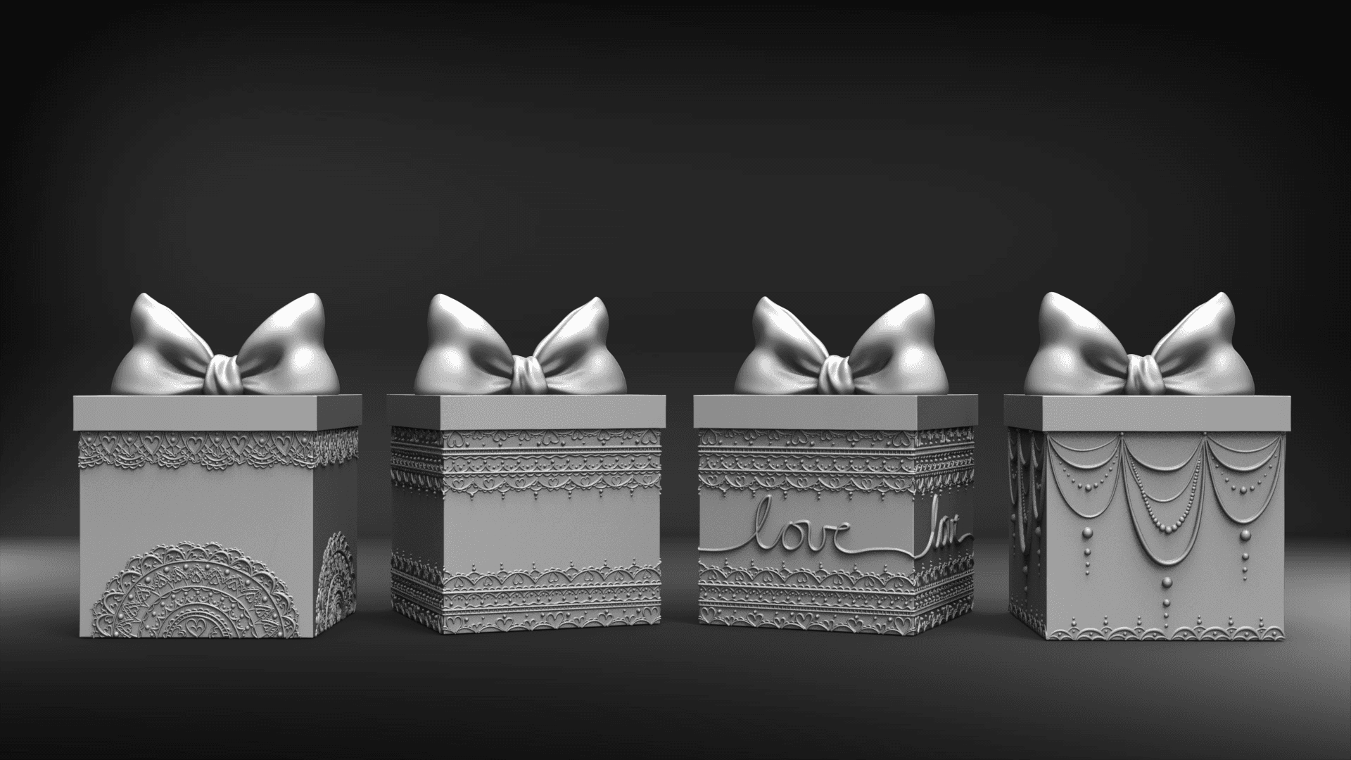 Drape Pearls Gift Box 3d model