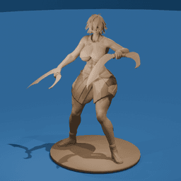 Curvy Fantasy Warrior with Two Curved Blades v2 3d model