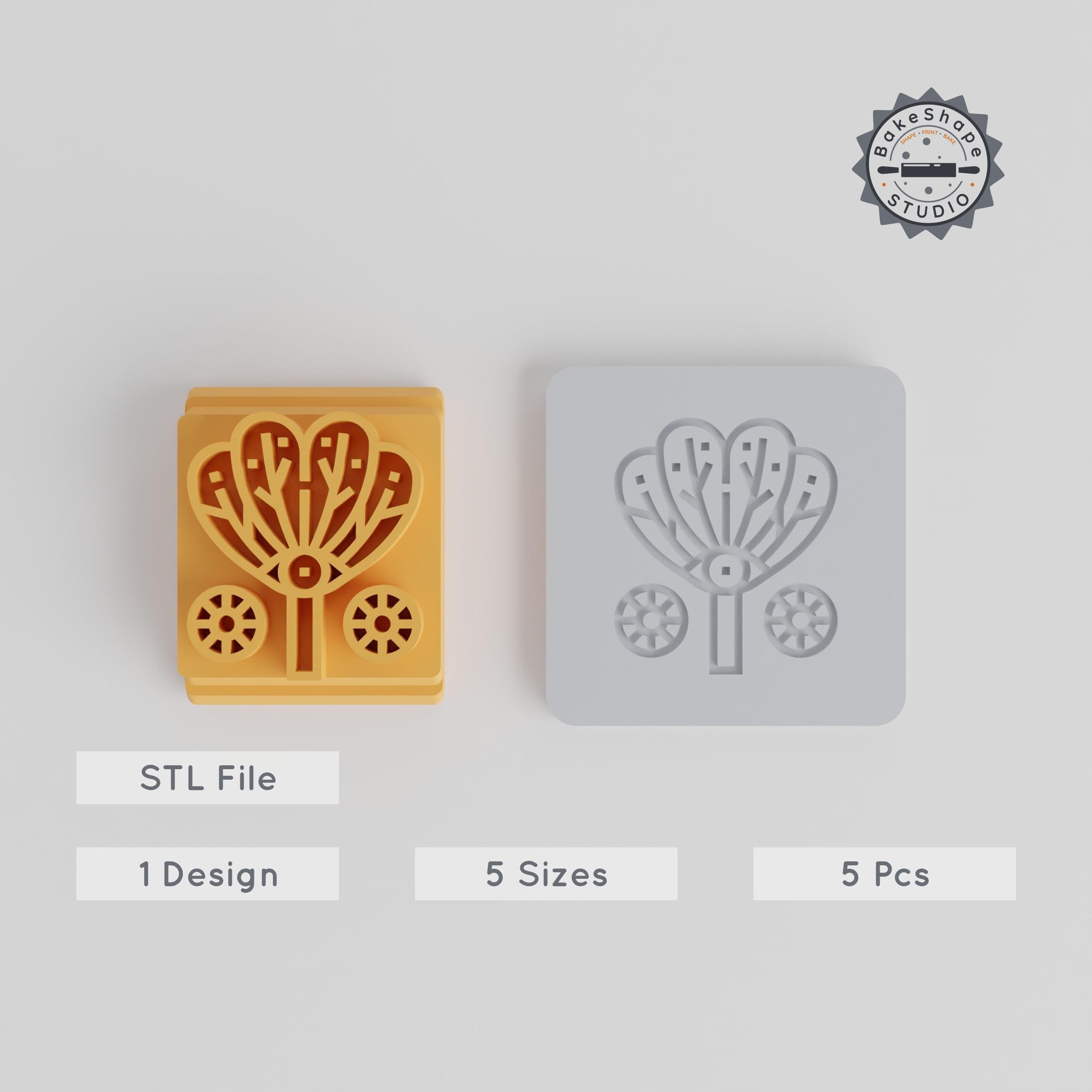 Bohemian Fan Design Stamp Tile Collection, 5 Sizes, Ideal for Clay & Cookies PRODUCT_3767 3d model