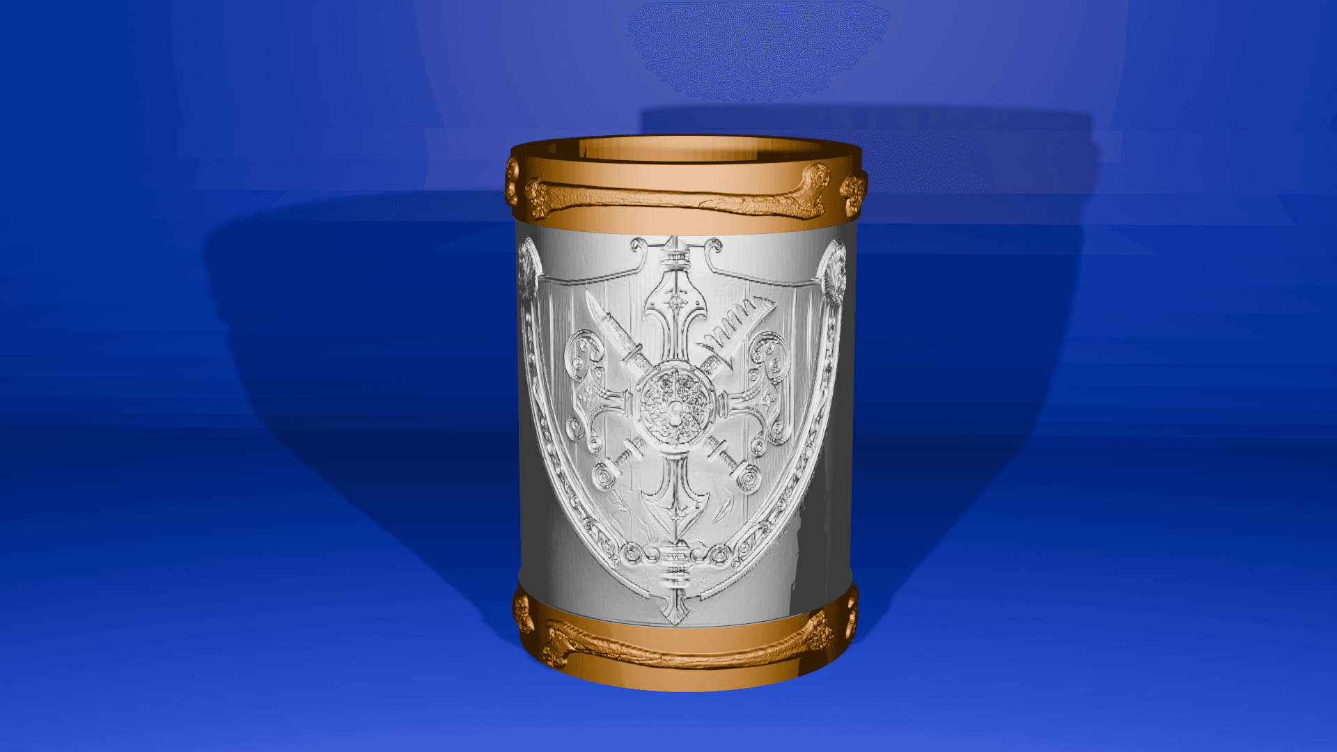 Shield and Bone Beer Can Holder 3d model