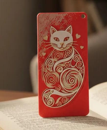 Valentine Kitty Bookmark - Hueforge - 4 colors 3d model