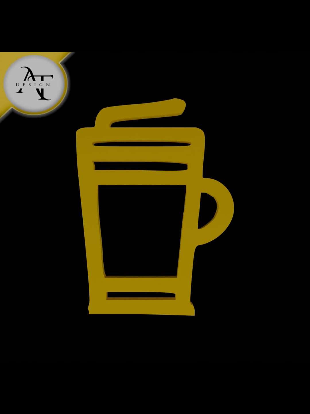 Simple Coffee Cup Symbol - 2D Art 3d model