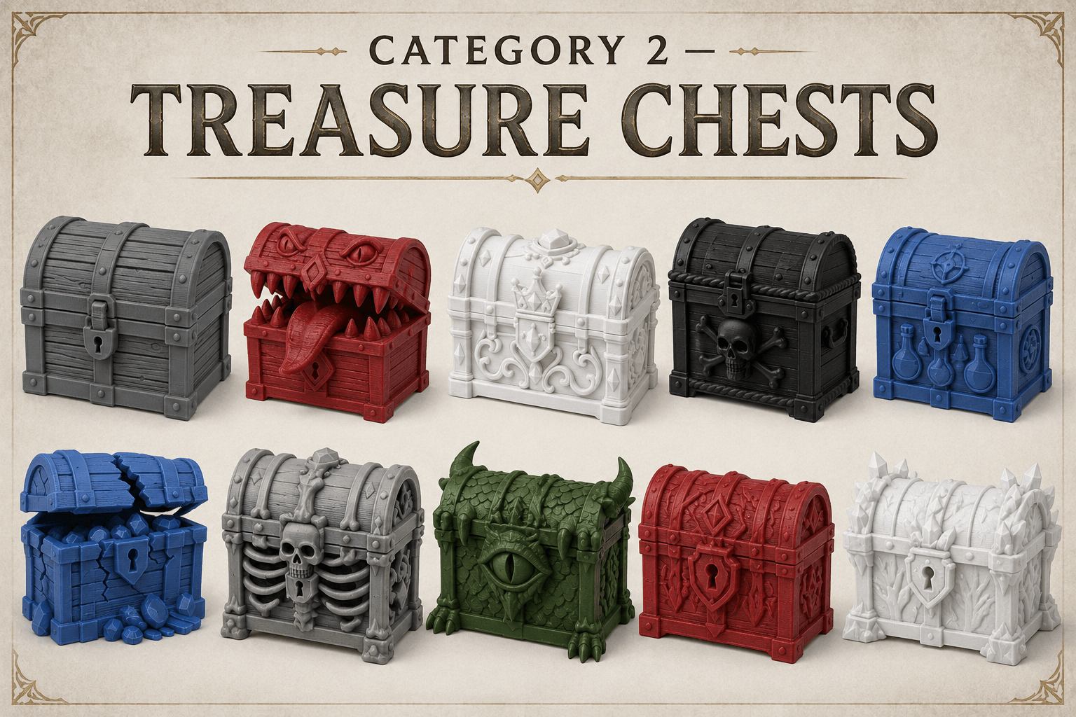 Treasure Chests 10 Fantasy STL Models 3d model