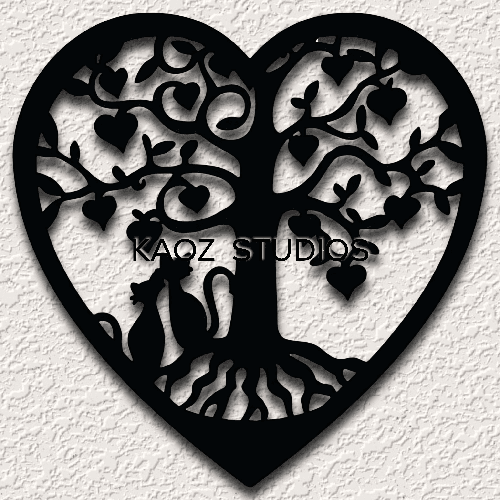 tree of life wall art heart wall decor valentines day cats in love decoration 3d model