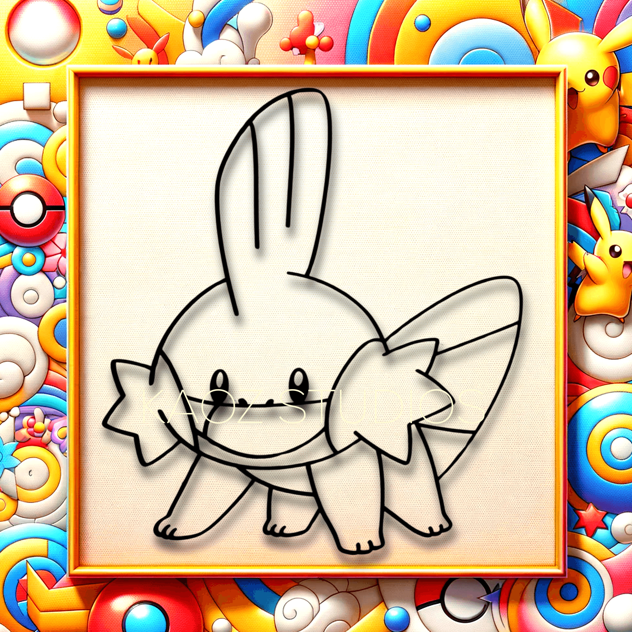 mudkip wall art pokemon wall decor 2d art game room decoration 3d model