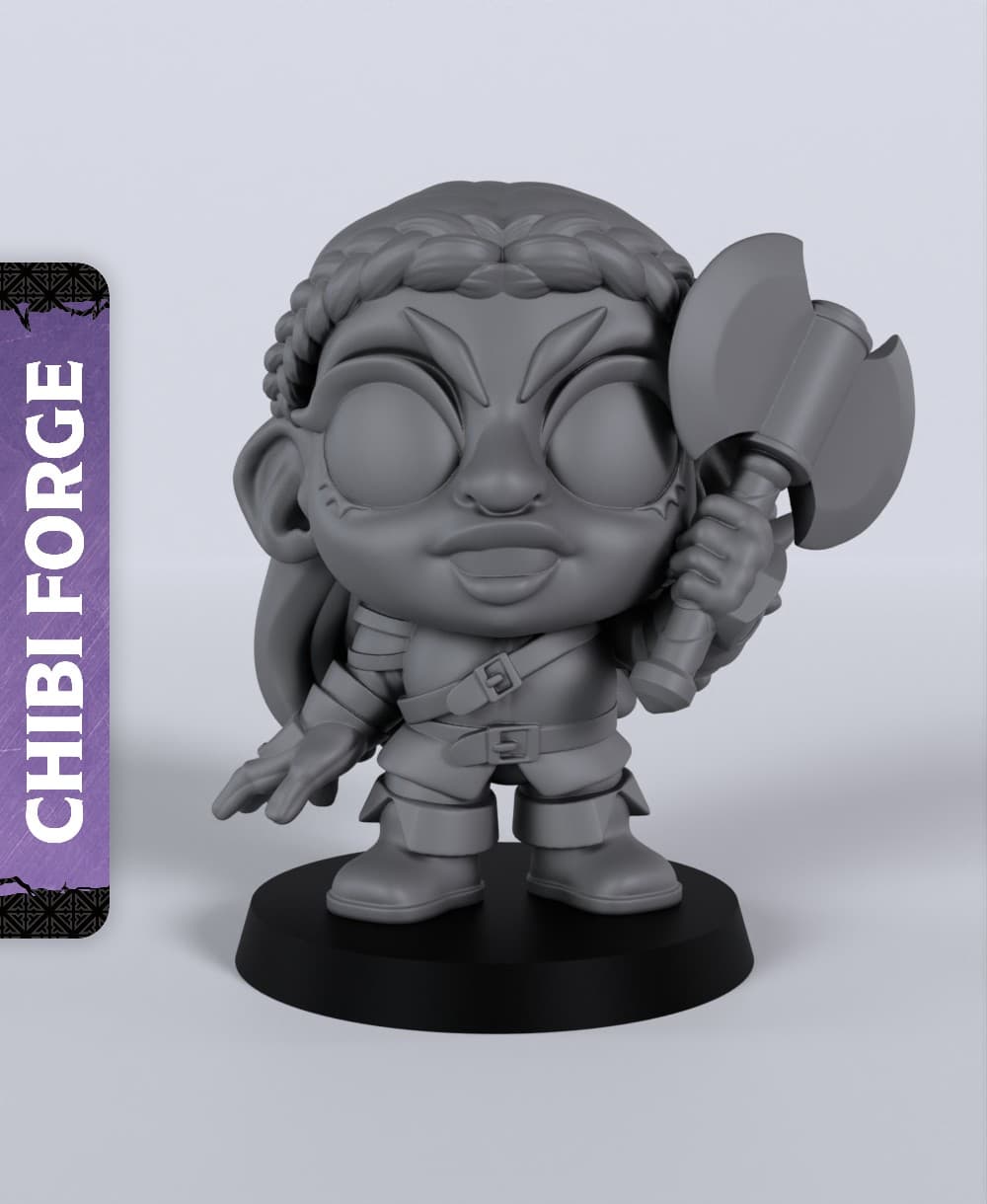 Chibi Female Dwarf Fighter - With Free Dragon - 5e DnD Inspired for RPG and Wargamers 3d model
