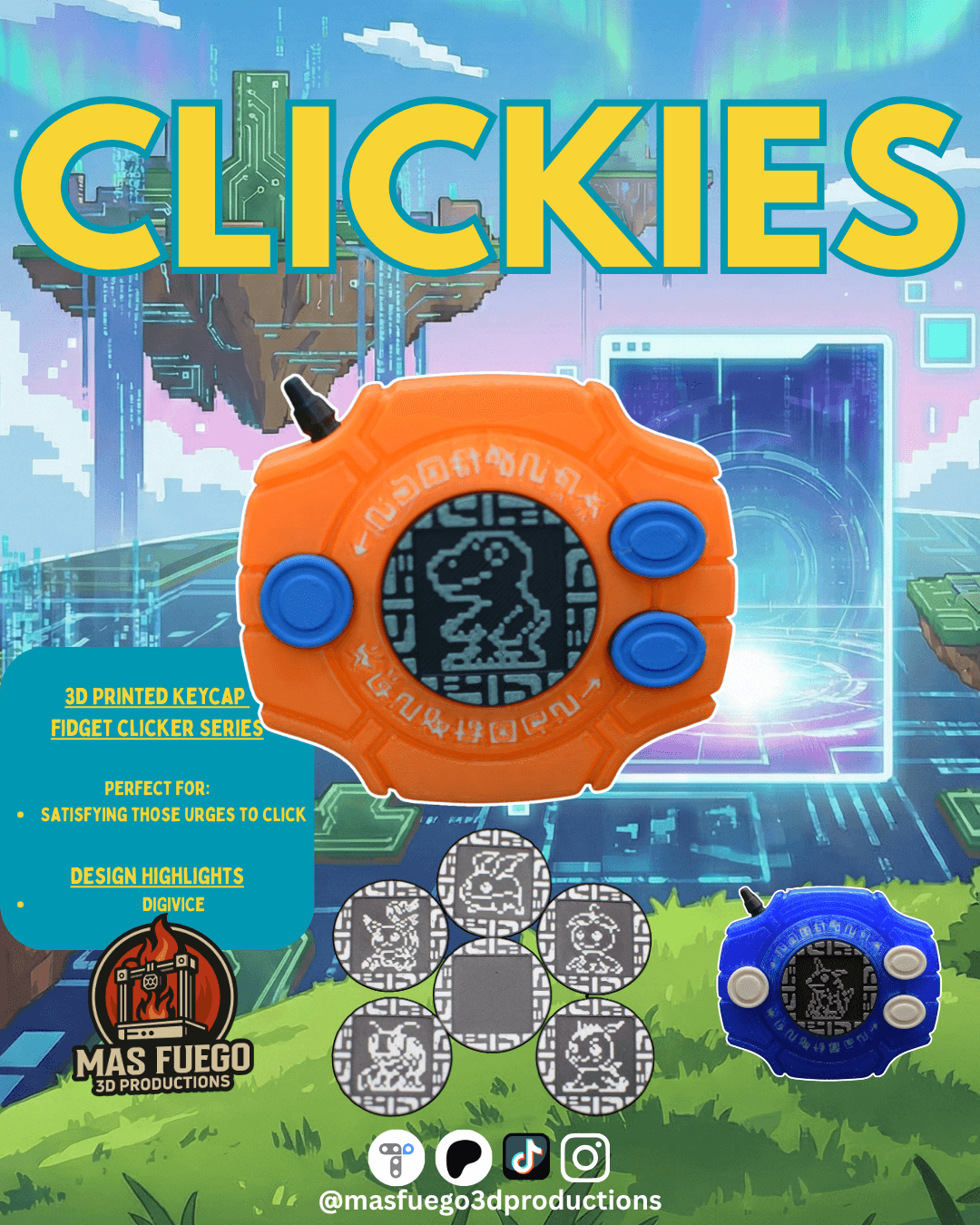 Digivice - Clickies - Keycap Fidget Clicker 3d model