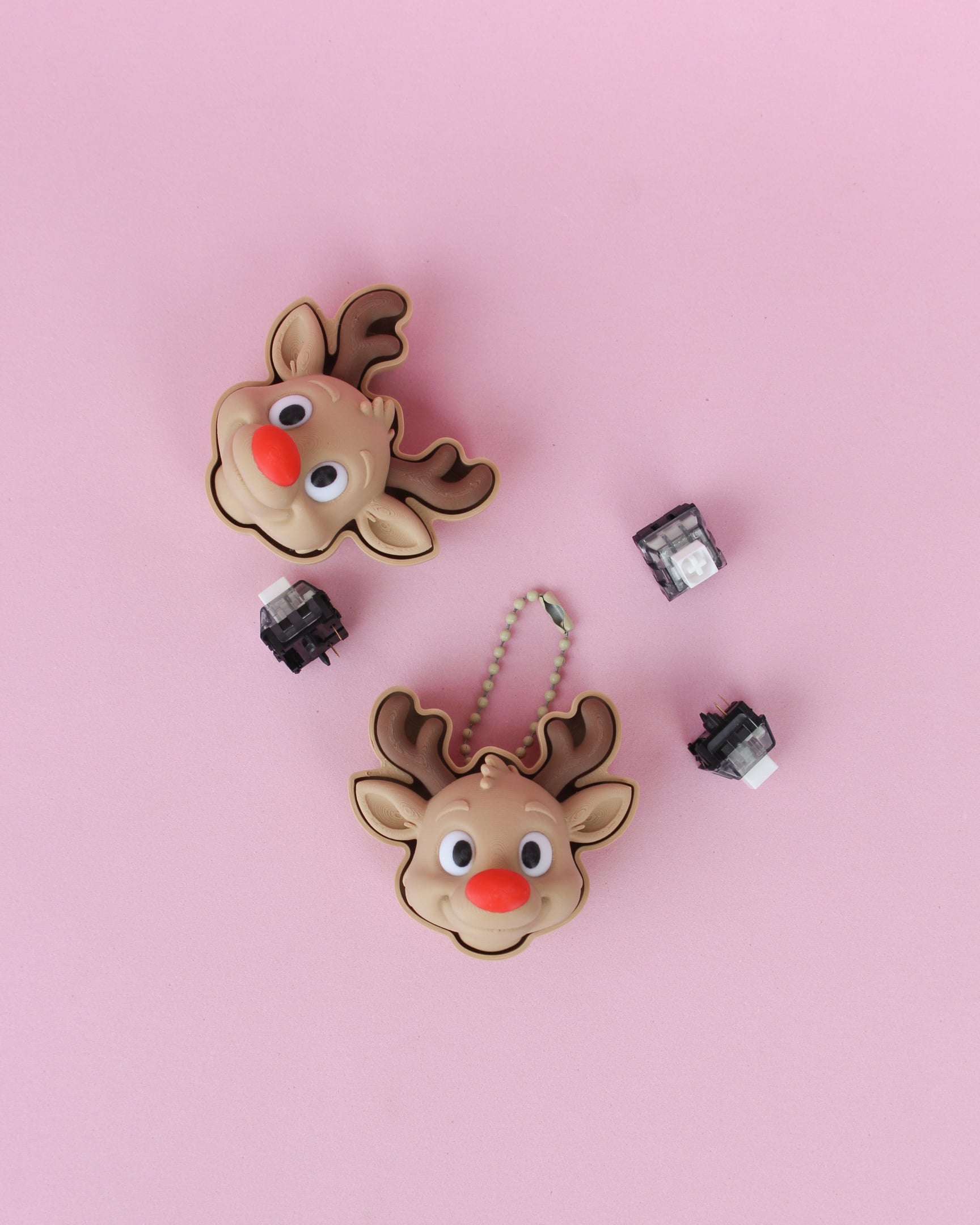 Reindeer Clicker Keychain – 3D Fidget Toy 3d model