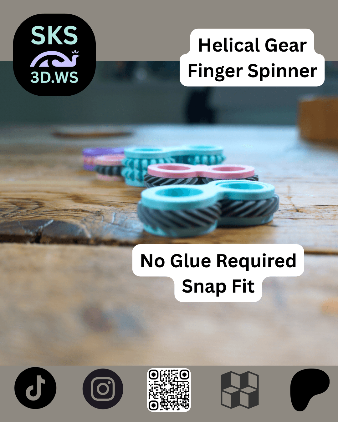 Helical Gear Keyring Fidget free file 3d model