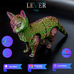 CUTE CAT (ARTICULATED) MULTICOLOR PRINT-IN-PLACE LEVER TOYS 3d model