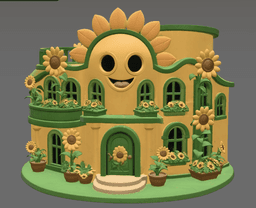 Happy Sunflower House STL File for 3D Print 3d model