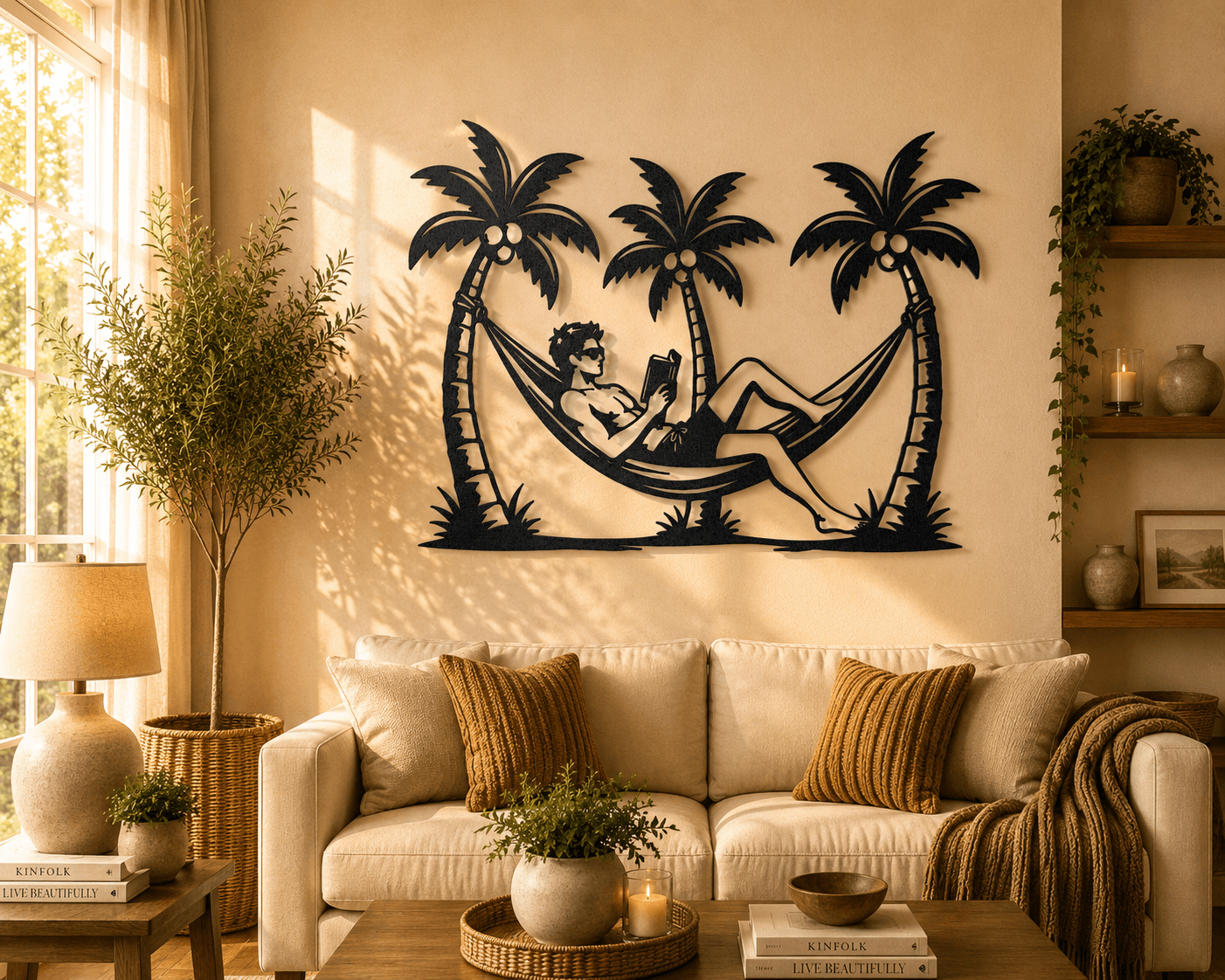 Tropical Hammock Reading Wall Art.stl 3d model