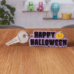 Happy Halloween Spooky Keychain 3d model