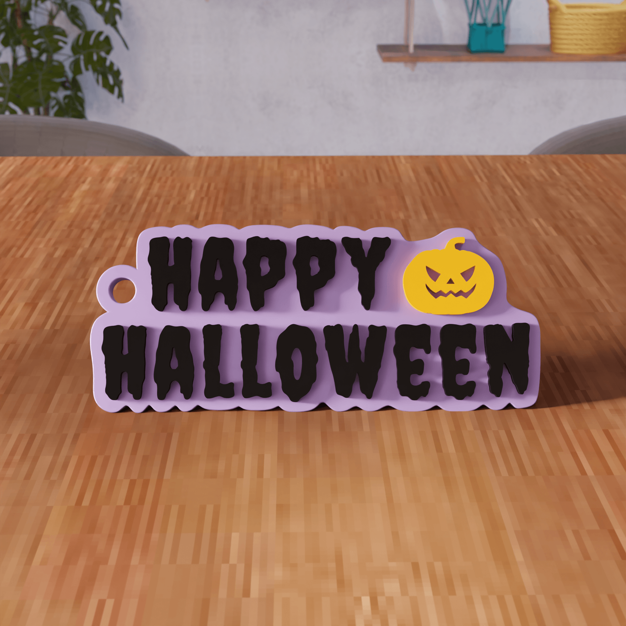 Happy Halloween Spooky Keychain 3d model
