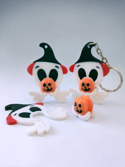 Halloween Ghost Pumpkin Keychain and Guitar Strap Button Locker 3d model