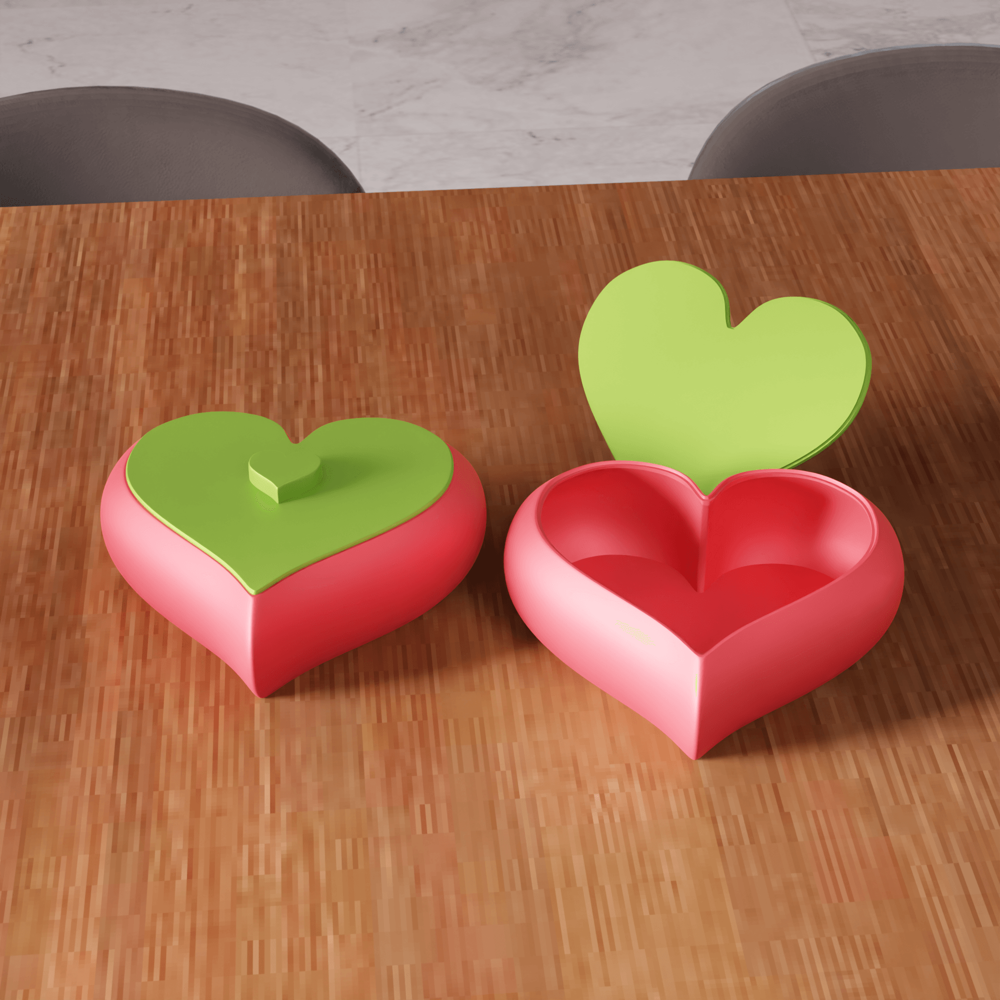 Heart Shaped Trinket Box with Lid 3d model