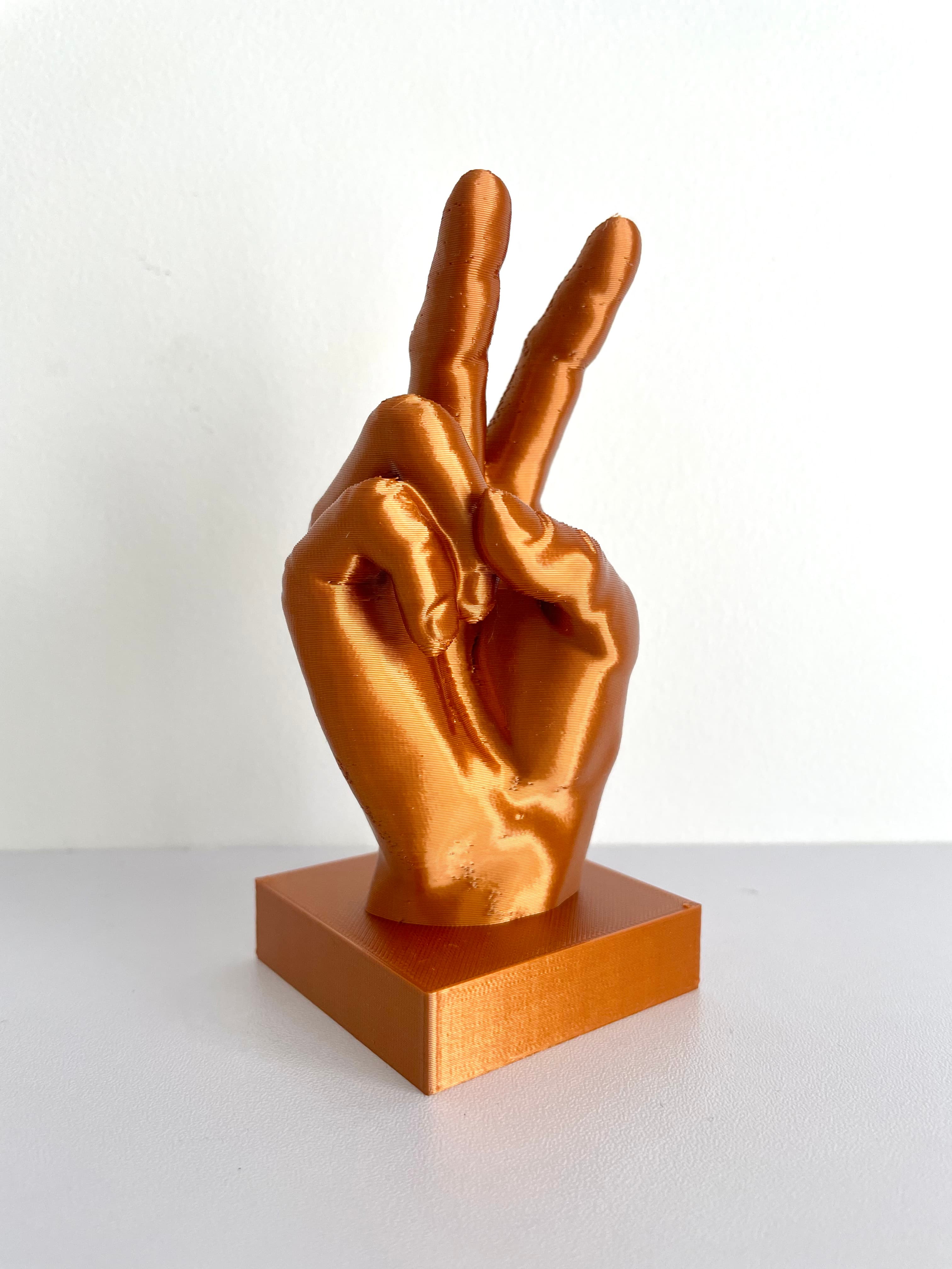 Hand Peace Sign Sculpture 3d model