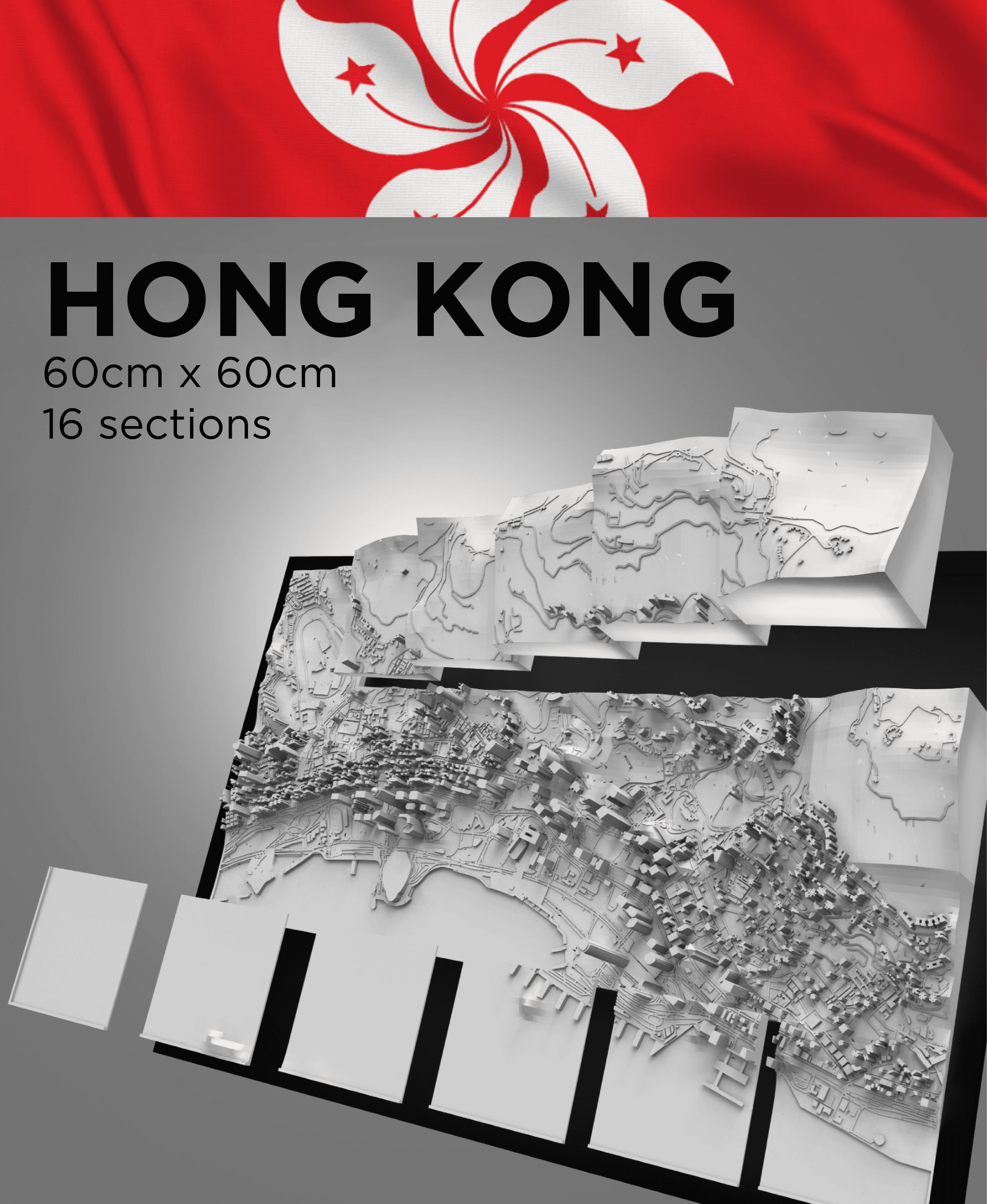 HONG KONG, Skyline 3d map 3d model