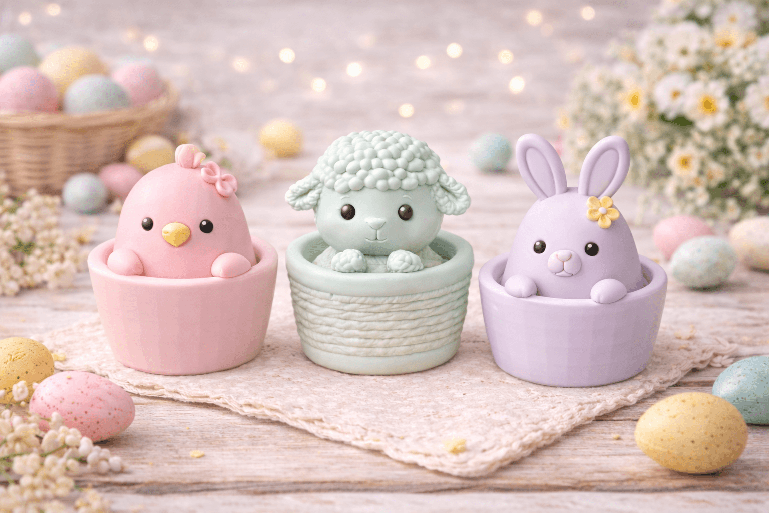 Mini Farm Animal Trio Spring STL 3d model