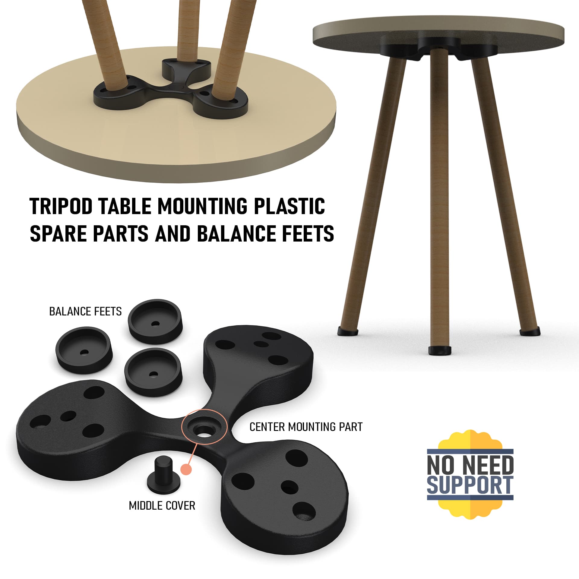Tripod Table Mounting Plastic Spare Parts And Balance Feets 3d model