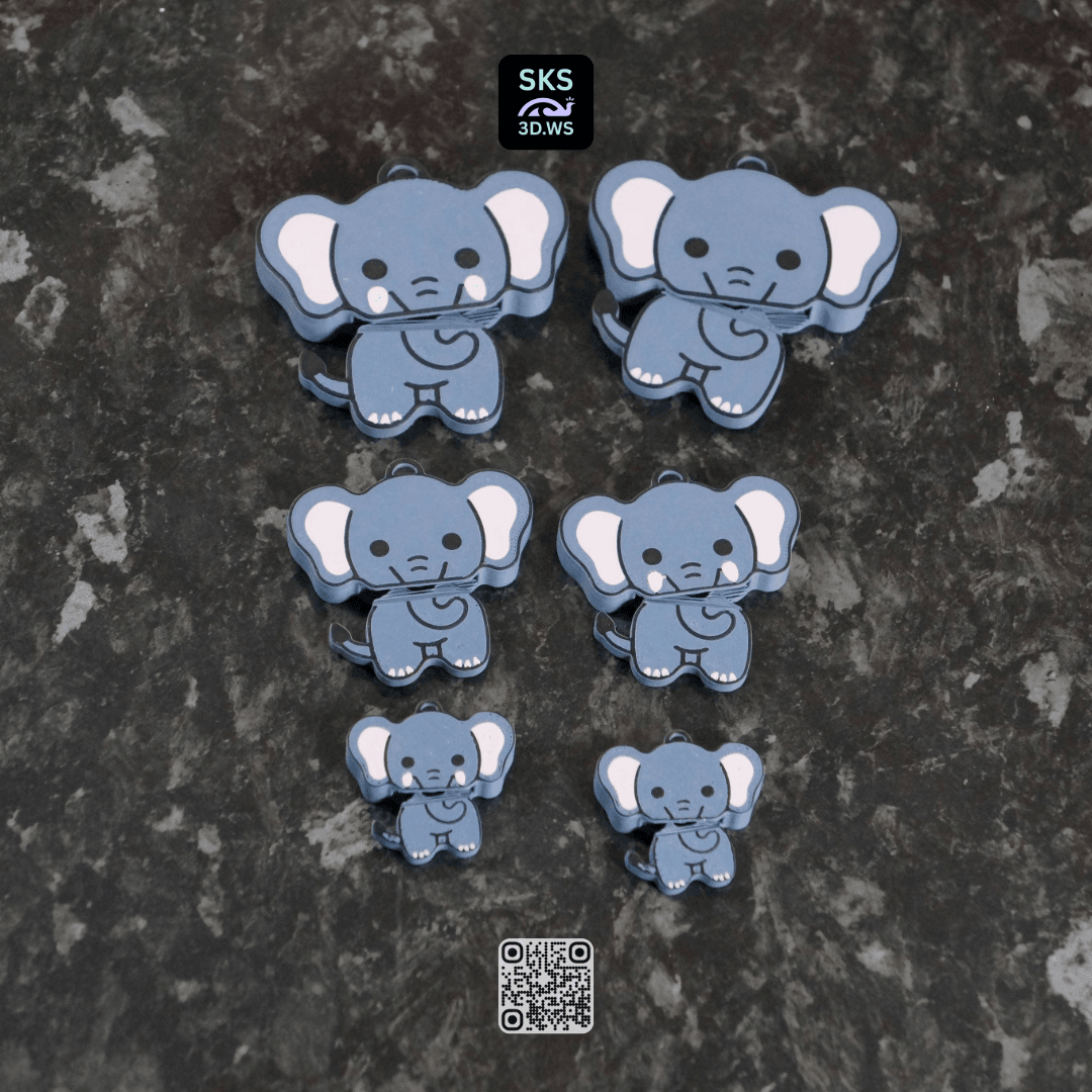 Elephant Wiggle Head Keyring 3d model