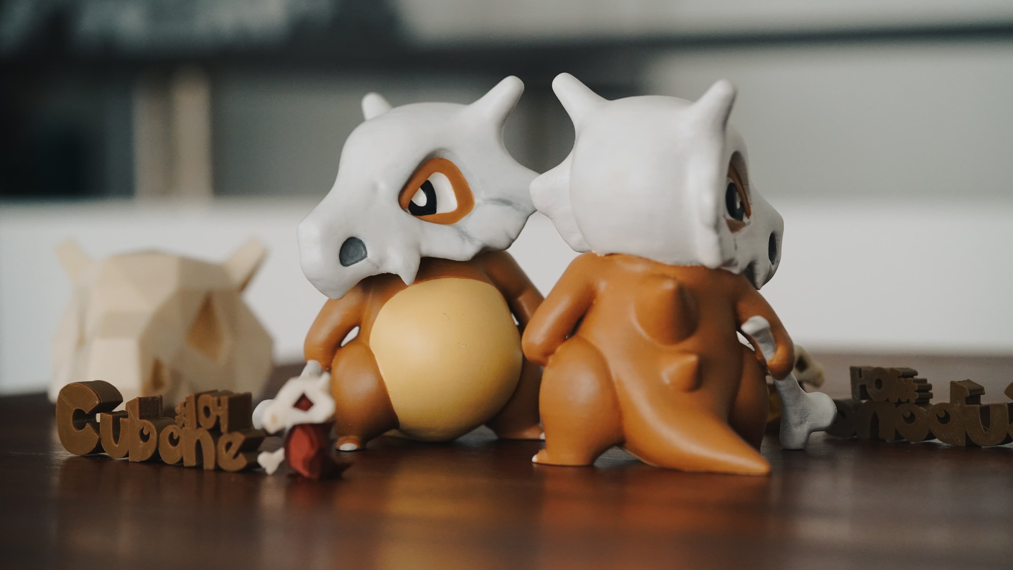 Two 12cm Cubones with their names, #number and a couple of small low poly Cubones