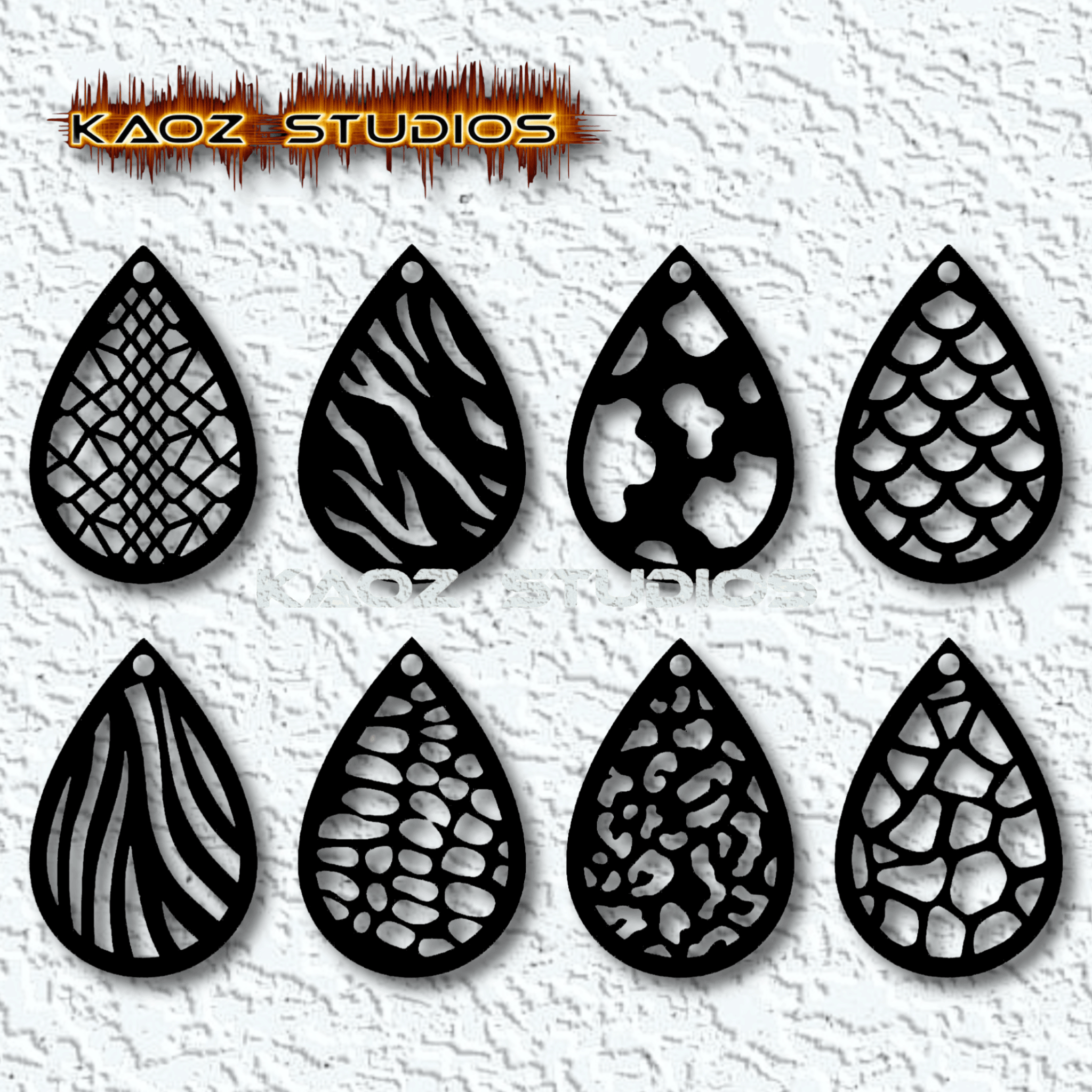 animal prints earrings pack-1.stl 3d model