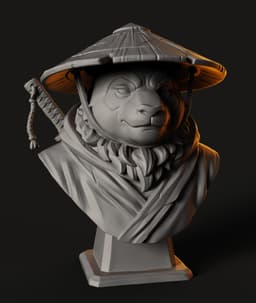 Bamboo Ronin Bust STL | Animal Bust 3D Print | Samurai Style 3d model