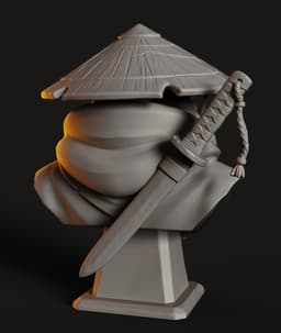 Bamboo Ronin Bust STL | Animal Bust 3D Print | Samurai Style 3d model