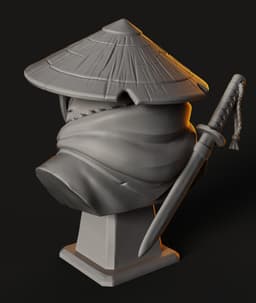 Bamboo Ronin Bust STL | Animal Bust 3D Print | Samurai Style 3d model