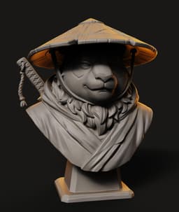 Bamboo Ronin Bust STL | Animal Bust 3D Print | Samurai Style 3d model