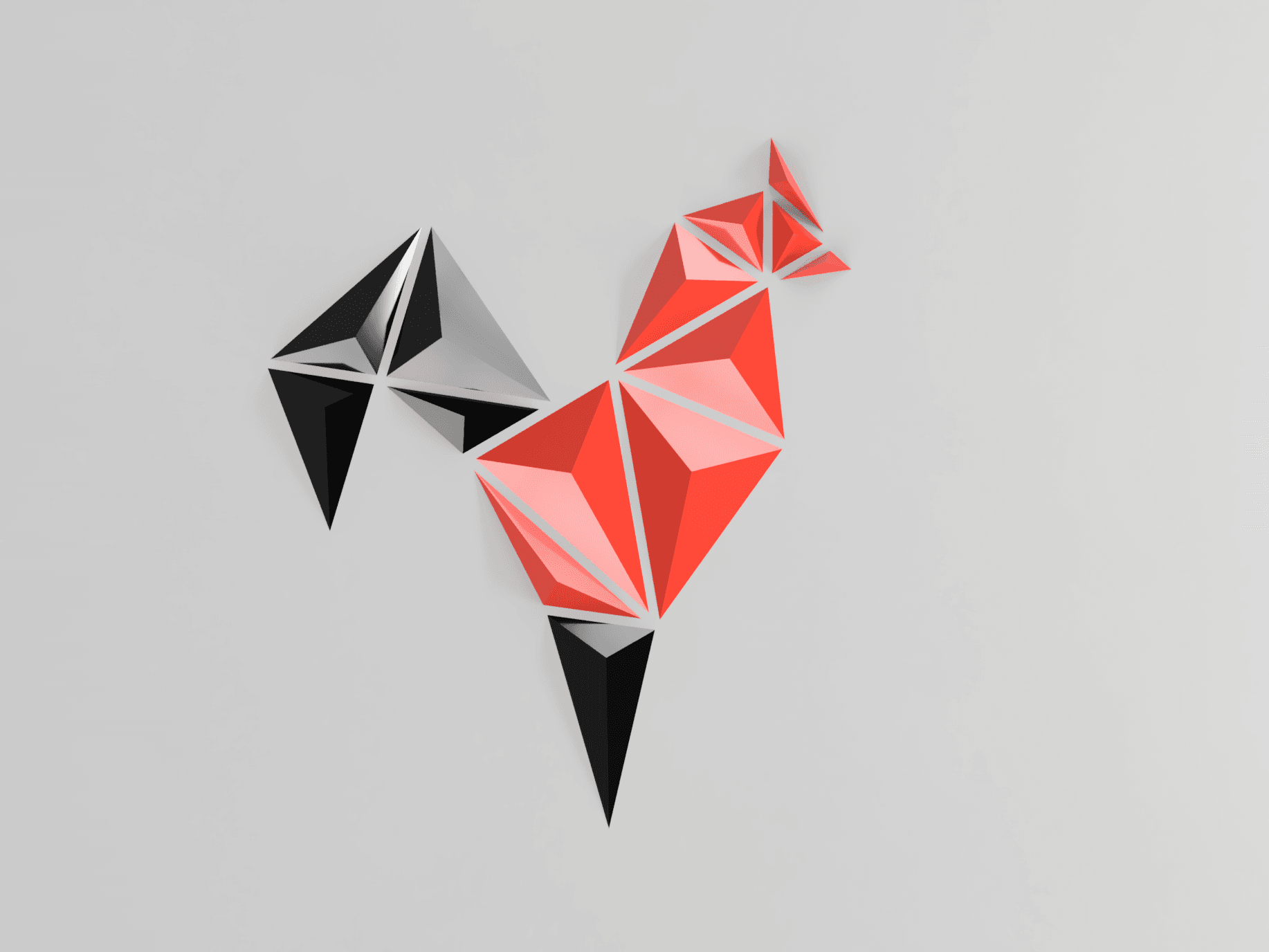 Minimalist Rooster wall art 3d model